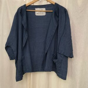 notPERFECTLINEN Linen Short Sintra Jacket Cardigan, denim, one size, minimalist